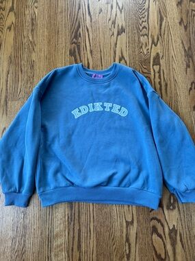 Edikted Blue Logo Crewneck Sweatshirt
